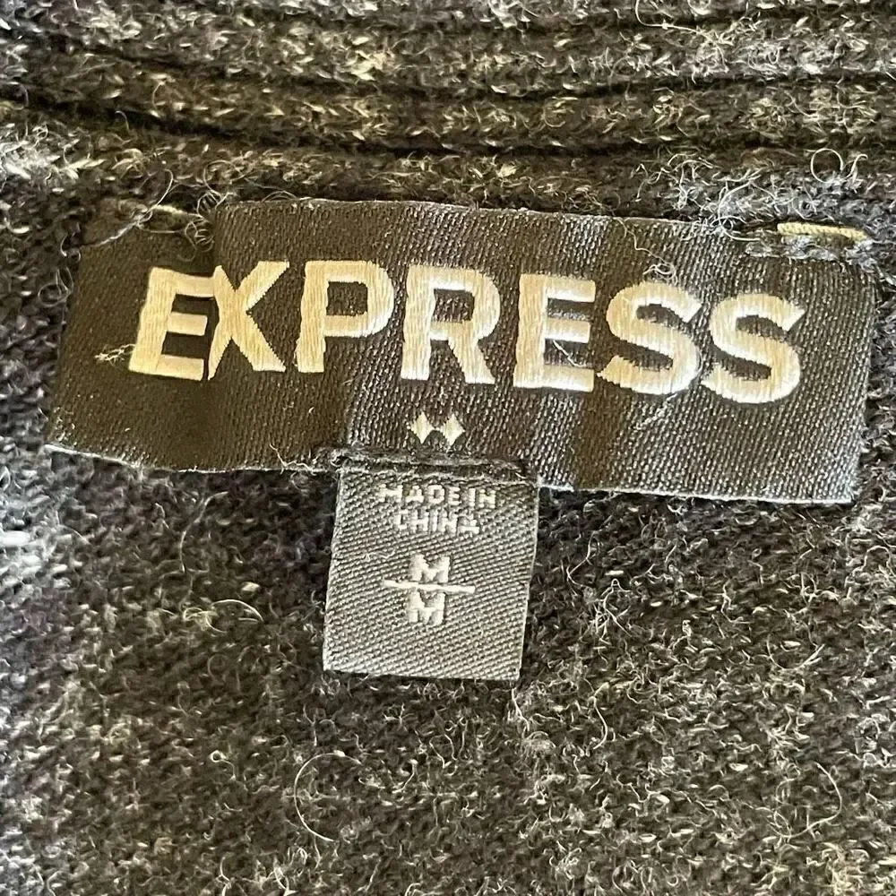 Express Heather Navy V Neck Long Sleeves Cotton Wool Blend Men’s SZ M #1526